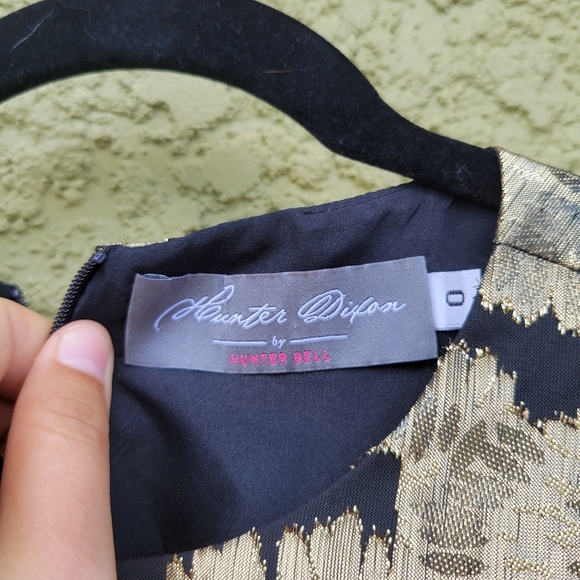 Anthropologie Hunter Dixon by Hunter Bell Black Gold Metallic Dress - Picture 4 of 5